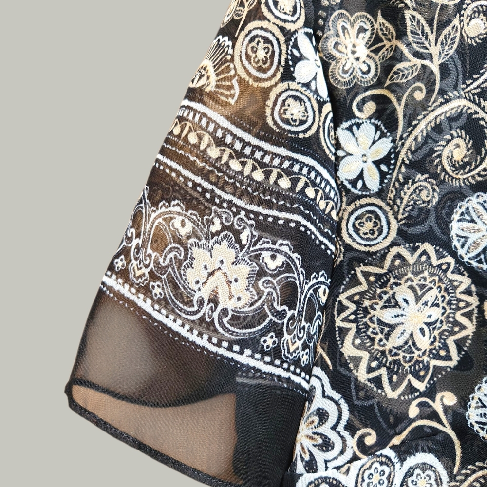 Coldwater Creek 2 Piece Floral Paisley Dress with A Sheer Overlay Like New - Picture 5 of 9